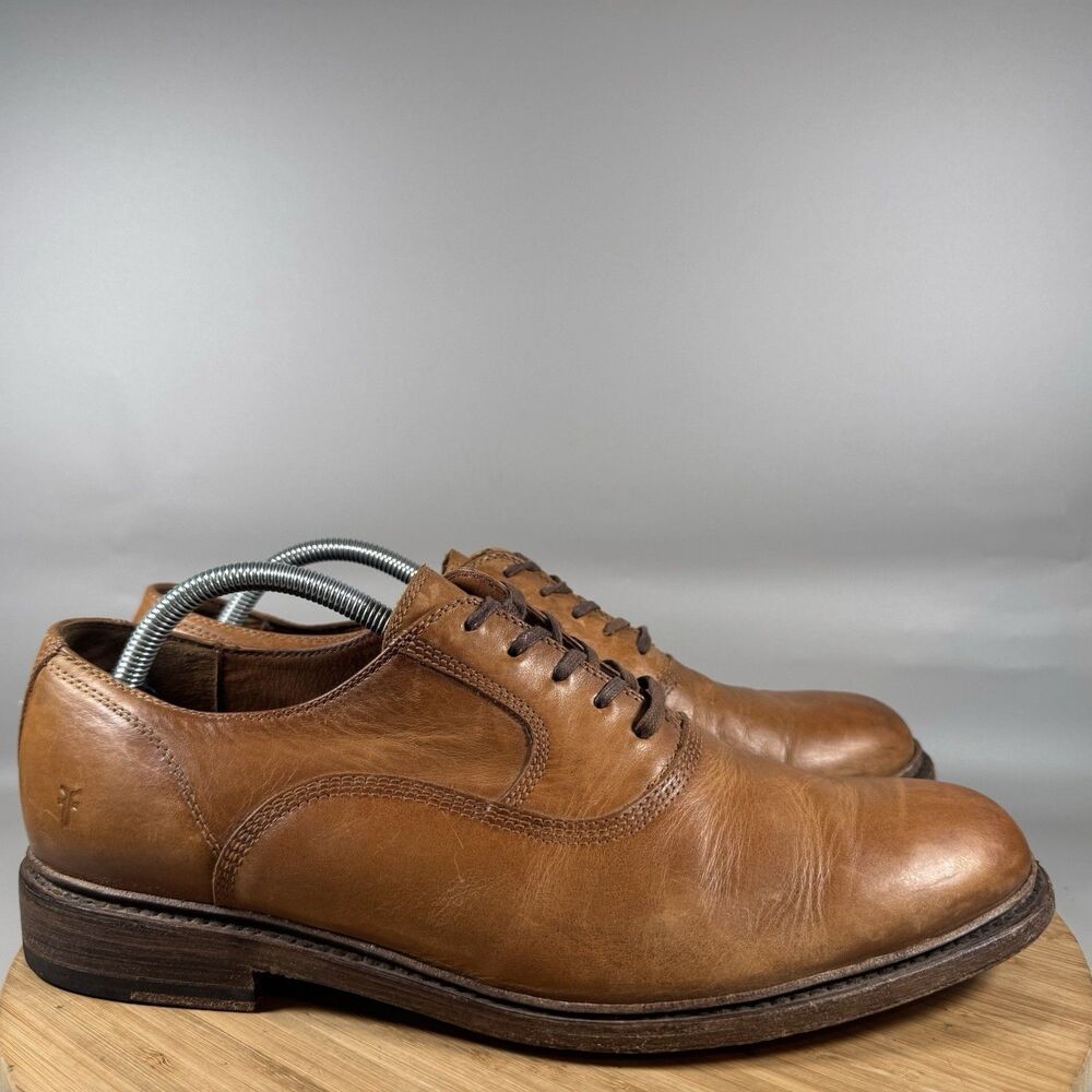 S Frye James Oxford Dress Shoes Mens 10 Brown Leather Lace Up‎